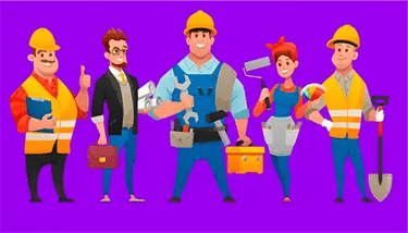 desenho de técnicos de serviço