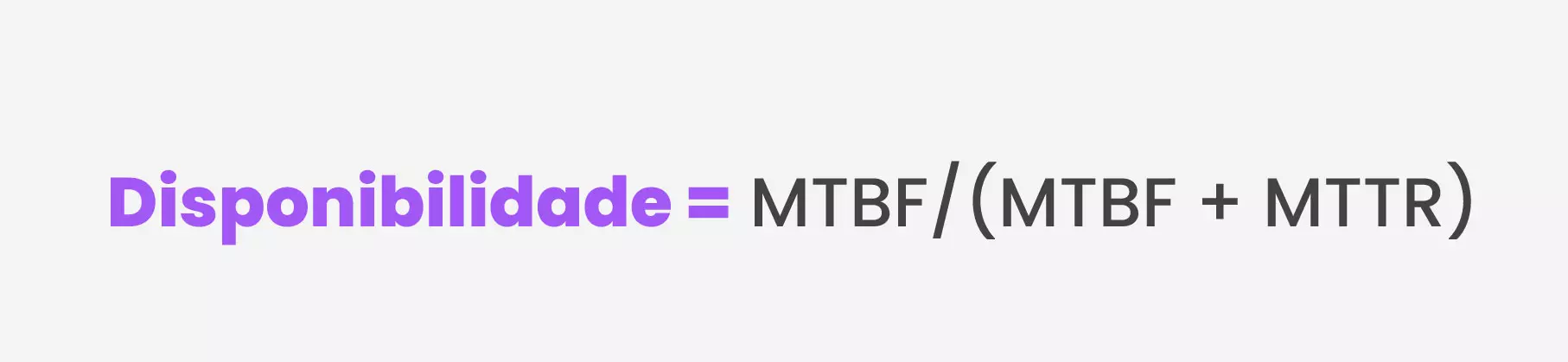 Disponibilidade = MTBF/(MTBF + MTTR)